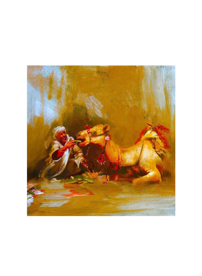 أتيك لوحة فنية من خشب MDF على شكل جمل متعدد الألوان 30x30سم - Image 1