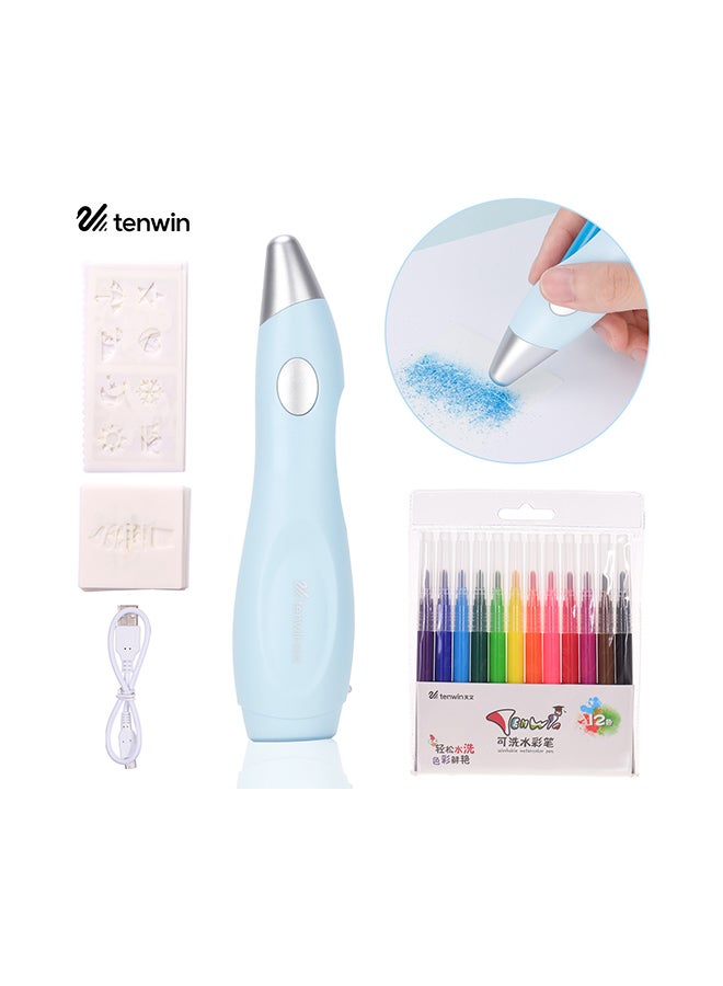 tenwin Washable Watercolor Paint Pens Art And Crafts Supplies Blue - Image 3