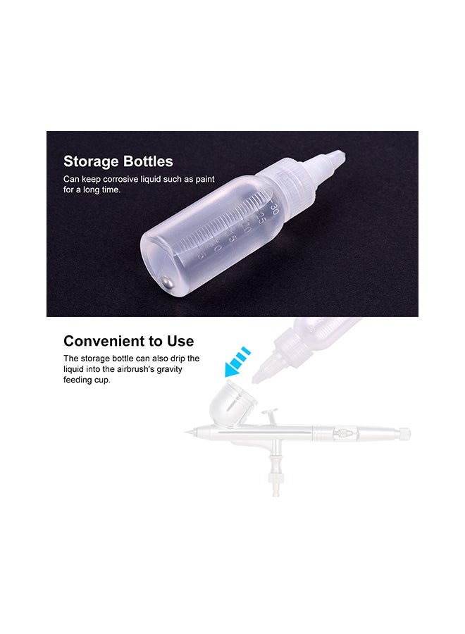 10-Piece Airbrush Bottles Paint Storage And Cover With Scale Line Set White