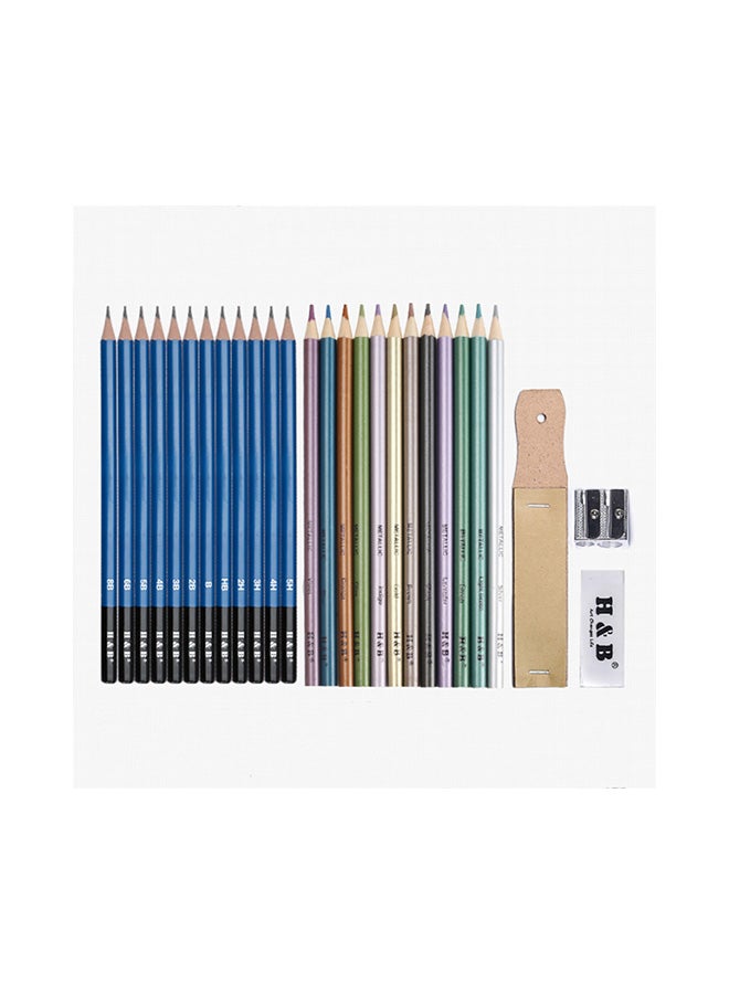 H&B 74-Piece Professional Drawing Sketching Supplies With Carrying Bag Set Multicolour  - Image 3