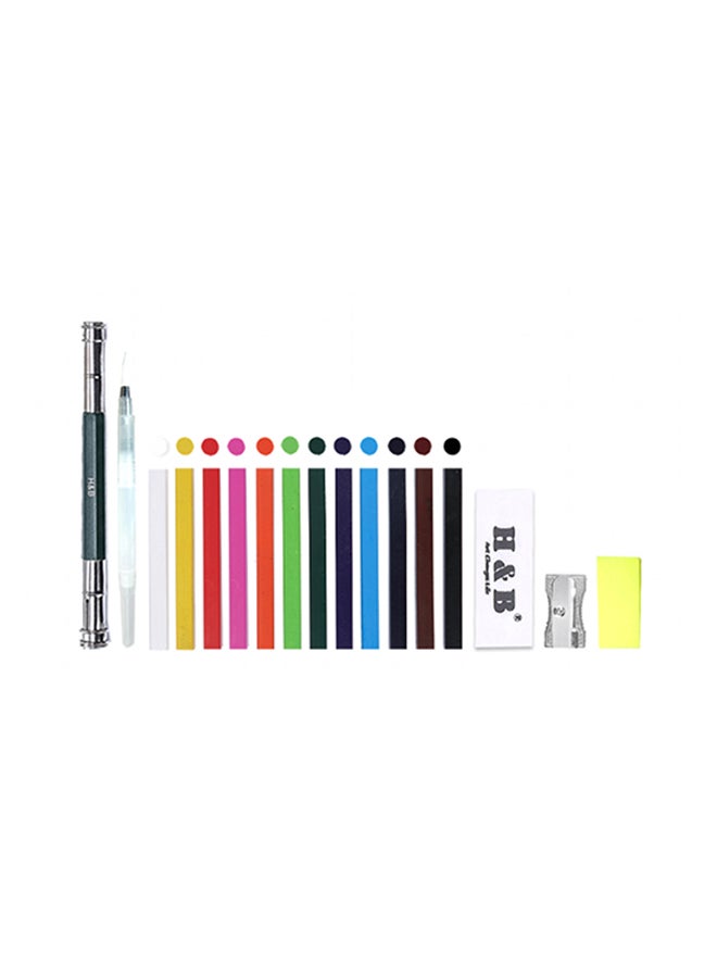H&B 32-Piece Drawing Water-Soluble Colored Pencils Tools With Carrying Bag Set Multicolour  - Image 2