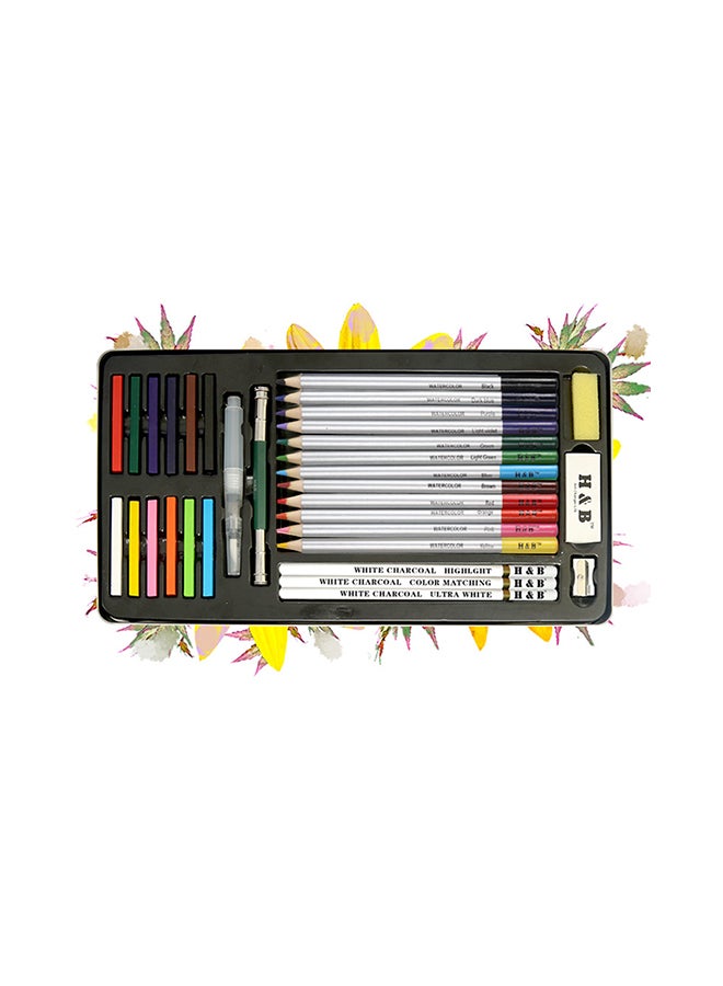 H&B 32-Piece Drawing Water-Soluble Colored Pencils Tools With Carrying Bag Set Multicolour  - Image 4