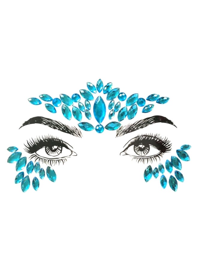 ملصقات رائعة للوجه بتصميم ماسي لامع أزرق - Image 1
