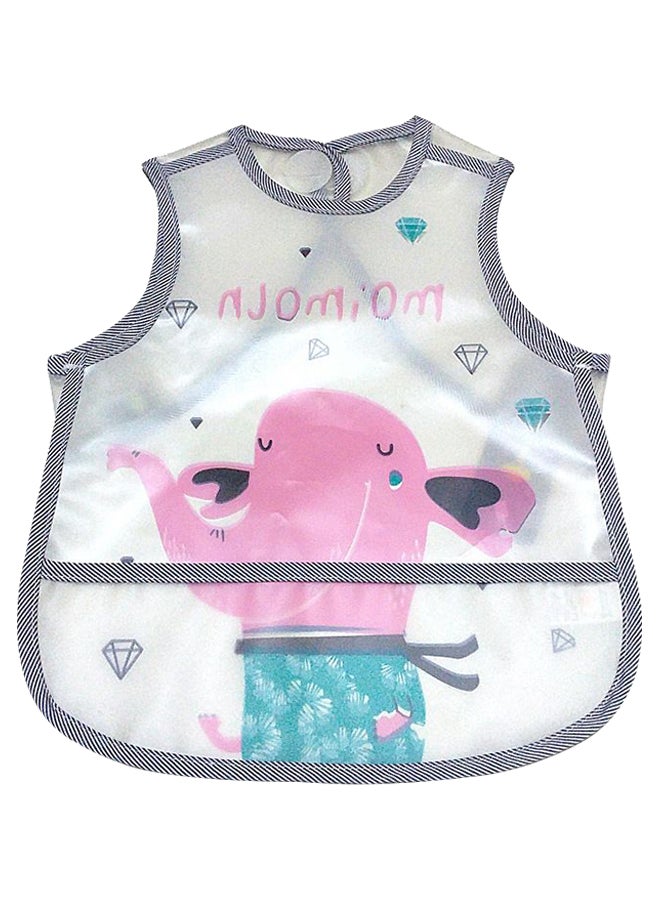 Generic Elephant Printed Waterproof Crumb Catcher Pocket Bib With Adjustable Neckband  - Image 1