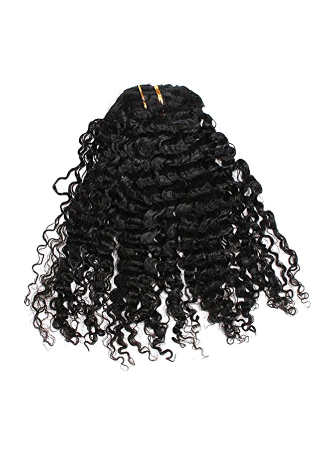 زجزاج هير 7-Piece Curly Clip In Human Hair Extension Set Black 12inch - Image 1