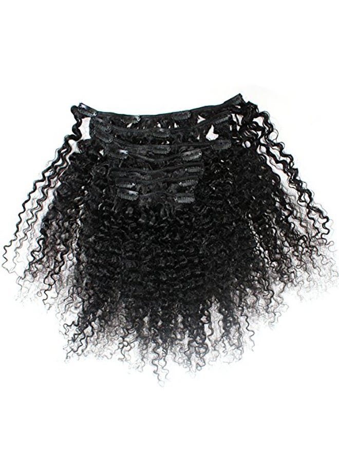 زجزاج هير 7-Piece Curly Clip In Human Hair Extension Set Black 12inch - Image 2