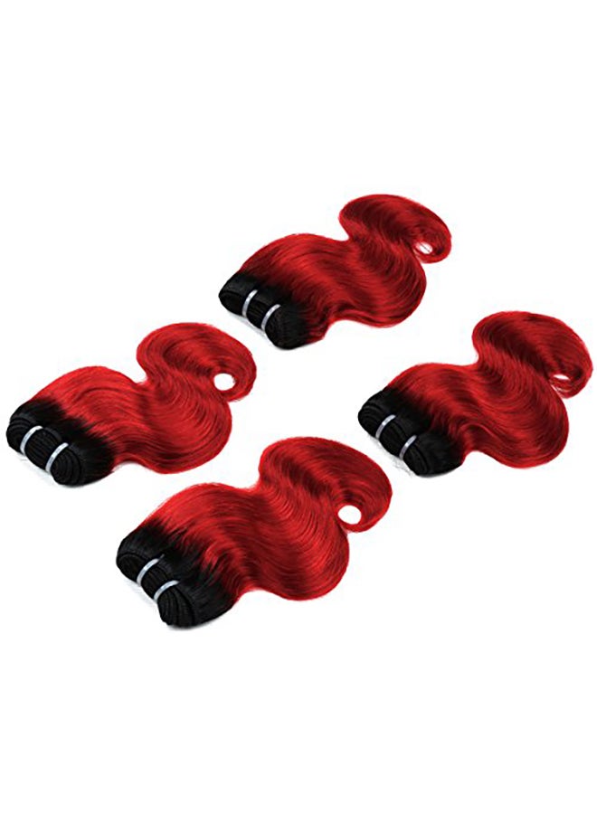 FASHION LINE 4-Piece Human Hair Bundles Ombre Brazilian Hair Extensions Red 12, 14, 16inch - Image 3