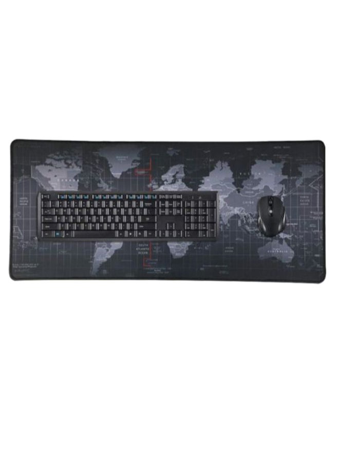 Generic - World Map Gaming Keyboard Mouse Pad Grey/Black/Red - Image 1