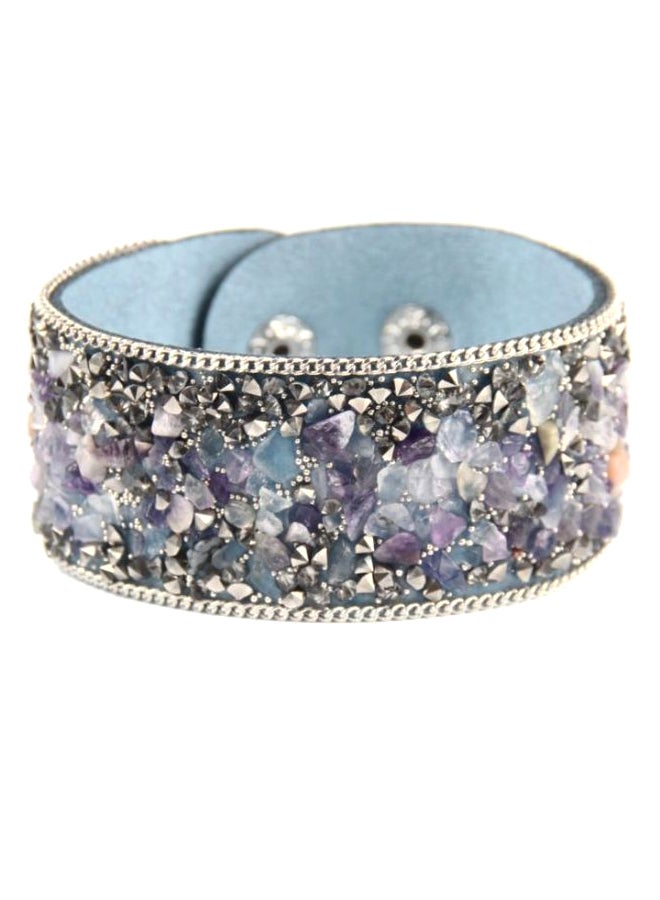 PU Leather Crystal Rhinestone Wrap Bangle Bracelet 