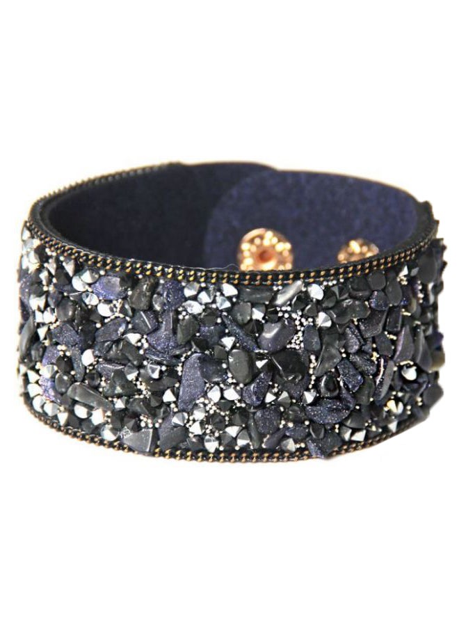 PU Leather Crystal Rhinestone Wrap Bangle Bracelet 
