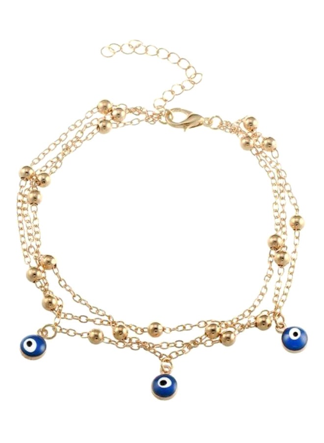 Alloy Eye Pendant Multi-Layer Beaded Anklet 