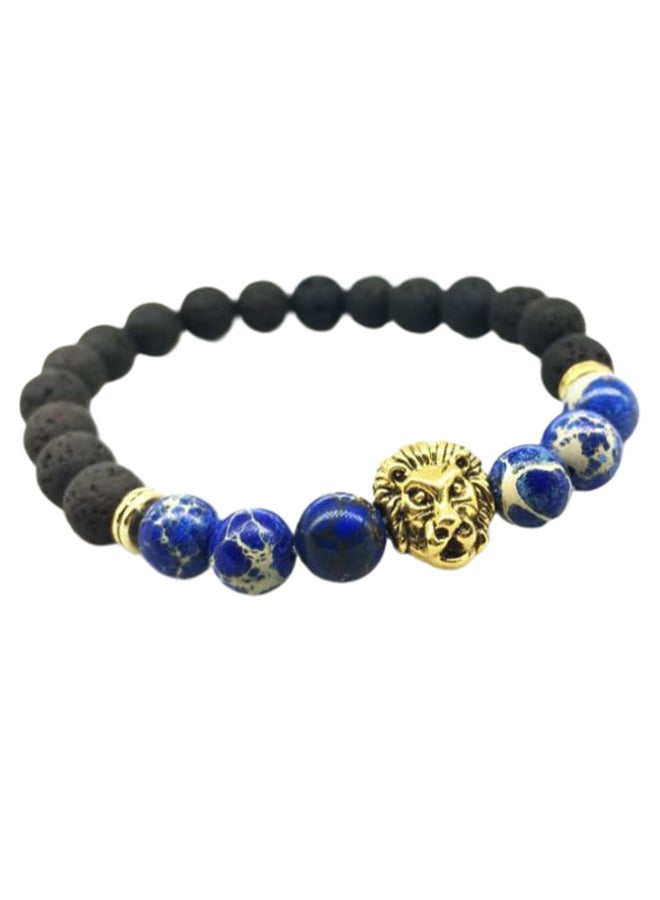 Natural Volcanic Stone Lion Head Beaded Bracelet