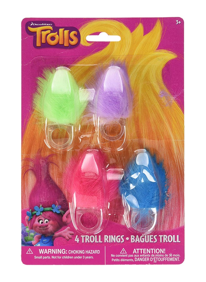 Unique 4-Piece Trolls Party Rings Set 0.5 x 5.5 x 8.5inch  - Image 1