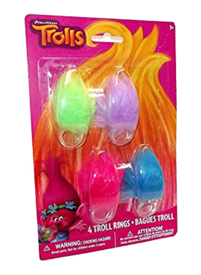 Unique 4-Piece Trolls Party Rings Set 0.5 x 5.5 x 8.5inch  - Image 2