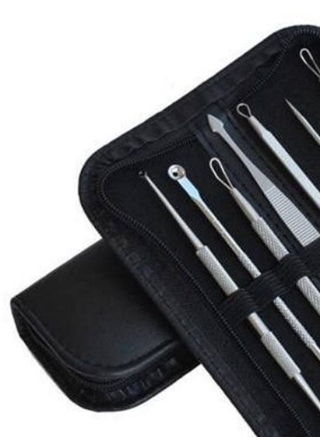 Generic - 7-Piece Blackhead And Whitehead Remover Kit With Bag Silver/Black - Image 1