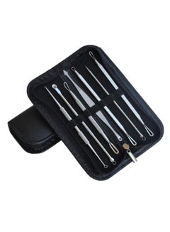 7-Piece Blackhead And Whitehead Remover Kit With Bag Silver/Black