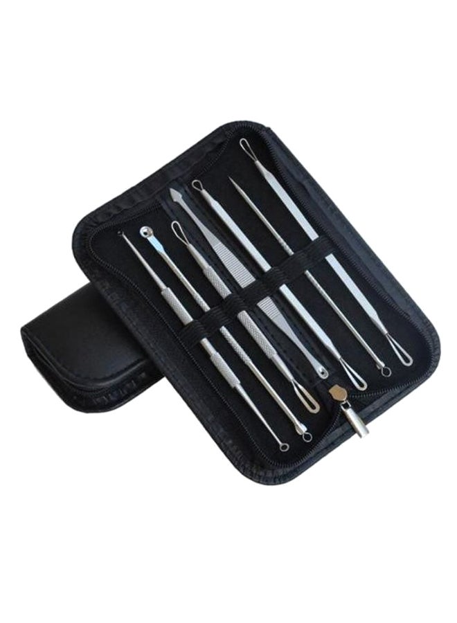 Generic - 7-Piece Blackhead And Whitehead Remover Kit With Bag Silver/Black - Image 1