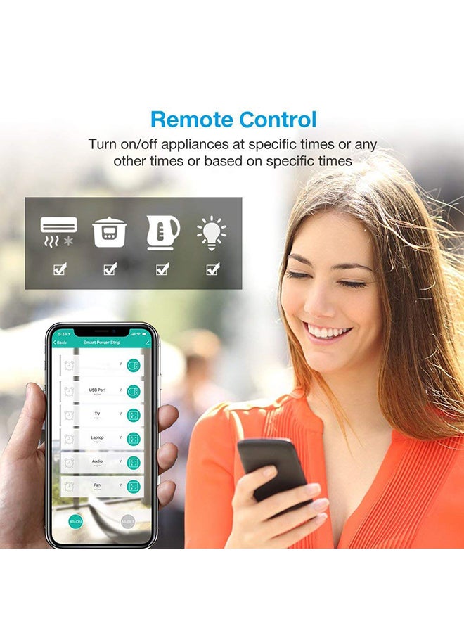 Generic - 4-Way Smart Wifi Plug Socket Extension Strip White - Image 1