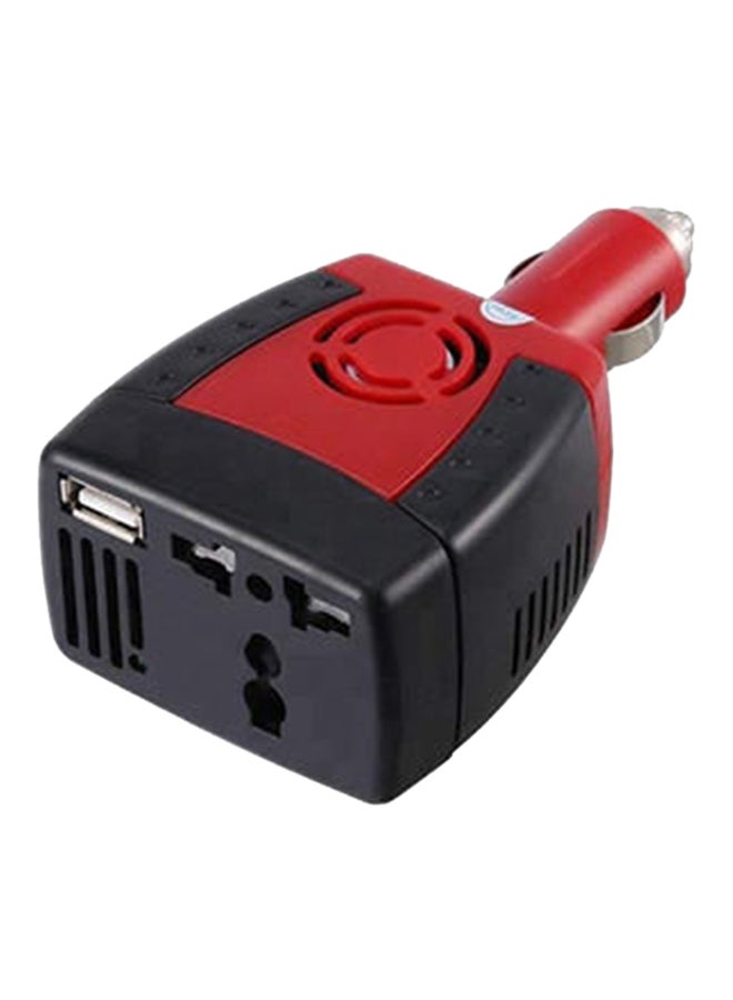 Car Power Inverter Adapter With USB Charging Port Red/Black  - Image 3