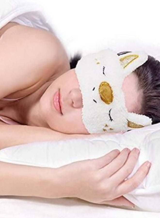 Unicorn Cartoon Sleeping Eye Mask White/Gold/Black - Image 2