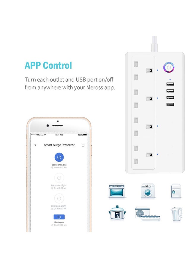 Generic - 4-Way Smart Wifi Plug Socket Extension Strip White - Image 1