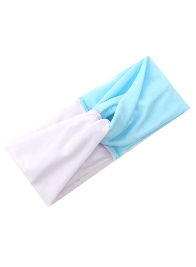 Wide-Brimmed Criss Cross Head Band Blue/White 19.5 x 3.8inch