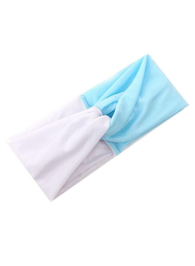 Wide-Brimmed Criss Cross Head Band Blue/White 19.5 x 3.8inch