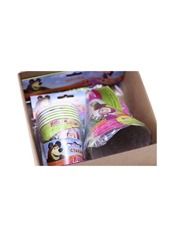 Masha and The Bear - 30-Piece Birthday Party Supplies Tableware Set 21.9 x 21.8 x 10.8cm - Image 1
