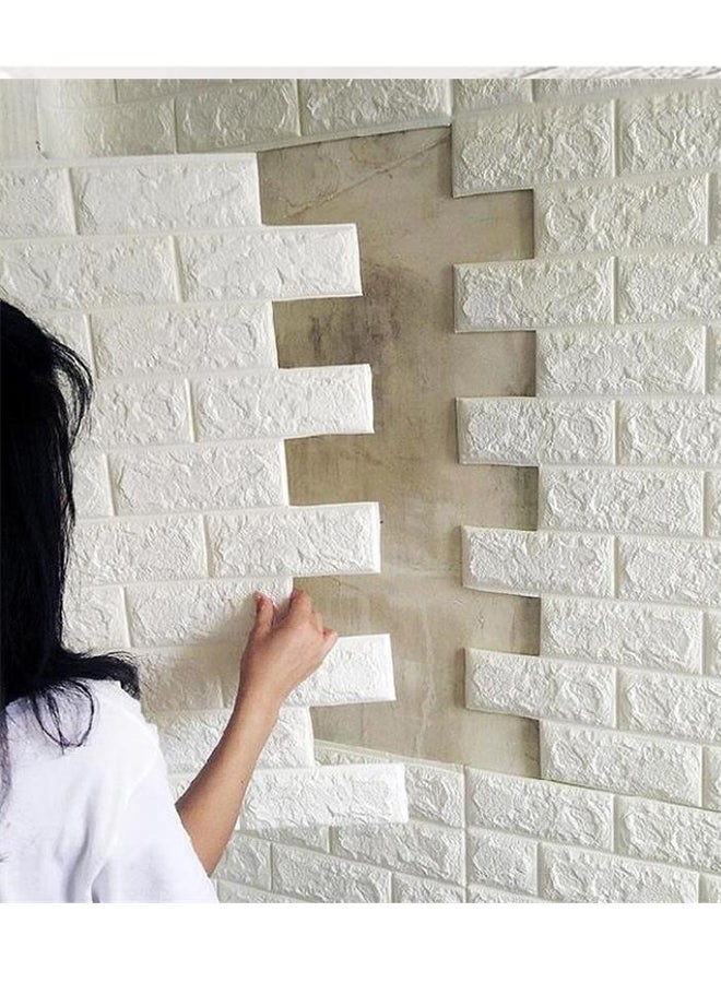 Cool Baby - 10-Piece 3D Brick Pattern Decorative Wallpaper Set Off White 70x77x0.5cm - Image 1