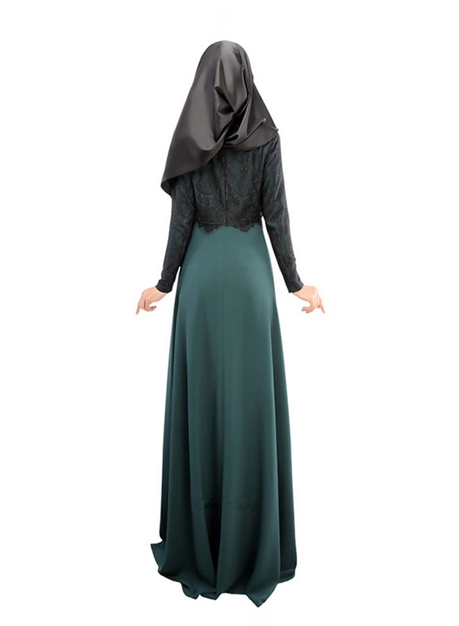 عباية مطرزة بأكمام طويلة أخضر/ أسود - Image 2