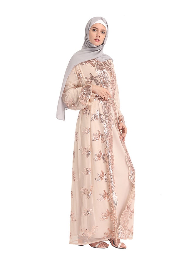 Lace Detailed Abaya Pink - Image 3