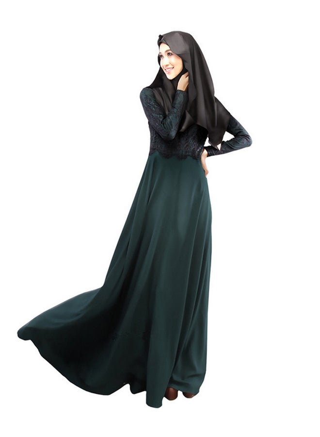 عباية مطرزة بأكمام طويلة أخضر/ أسود - Image 1