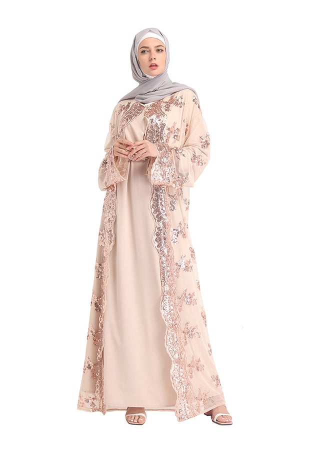 Lace Detailed Abaya Pink - Image 1