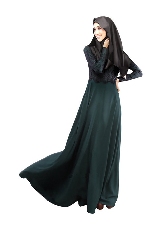 عباية مطرزة بأكمام طويلة أخضر/ أسود - Image 1