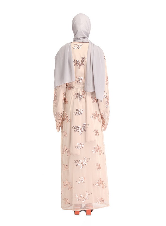 Lace Detailed Abaya Pink - Image 2