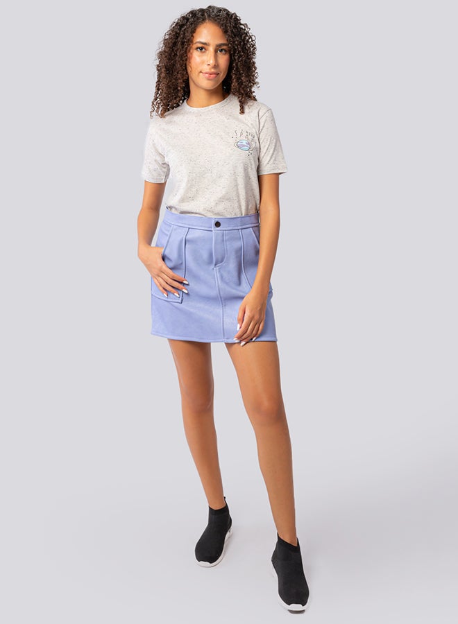 Youthful - Leather Look Mini Skirt With Pockets Purple - Image 1