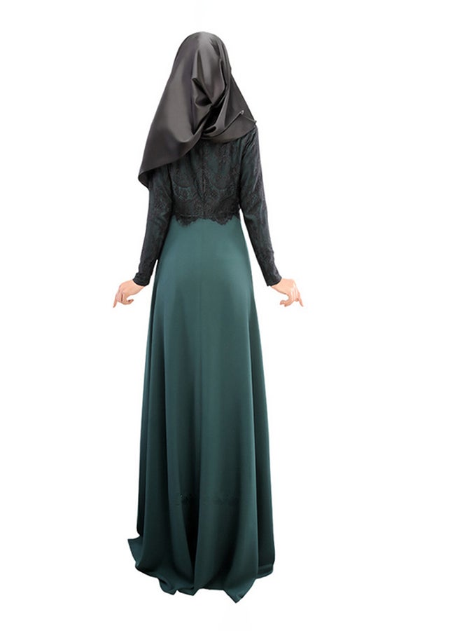 عباية مطرزة بأكمام طويلة أخضر/ أسود - Image 2