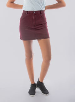 Petite Urban Denim Mini Skirt Maroon