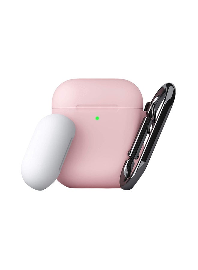 KeyBudz Podskinz Switch Case Cover With Key Chain For Apple AirPods 1/2 Pink/White  - Image 1
