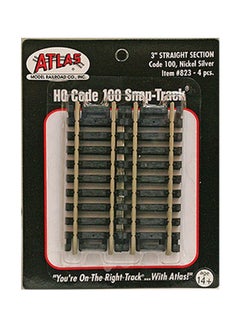 ATLAS MODEL 4-Piece HO Code 100 Nickel Silver Straight Snap-Track 823  - Image 2