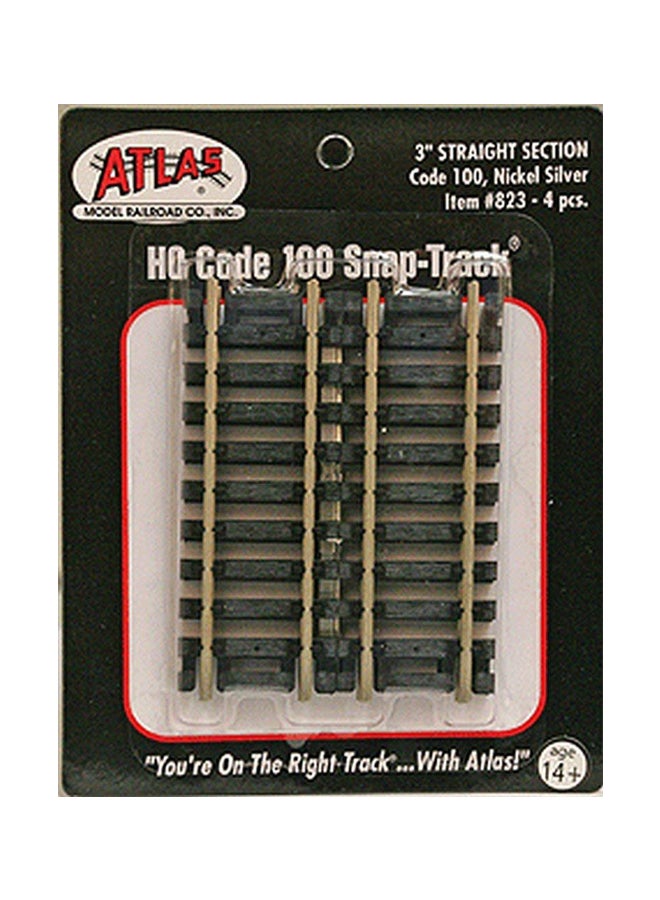 ATLAS MODEL 4-Piece HO Code 100 Nickel Silver Straight Snap-Track 823  - Image 2