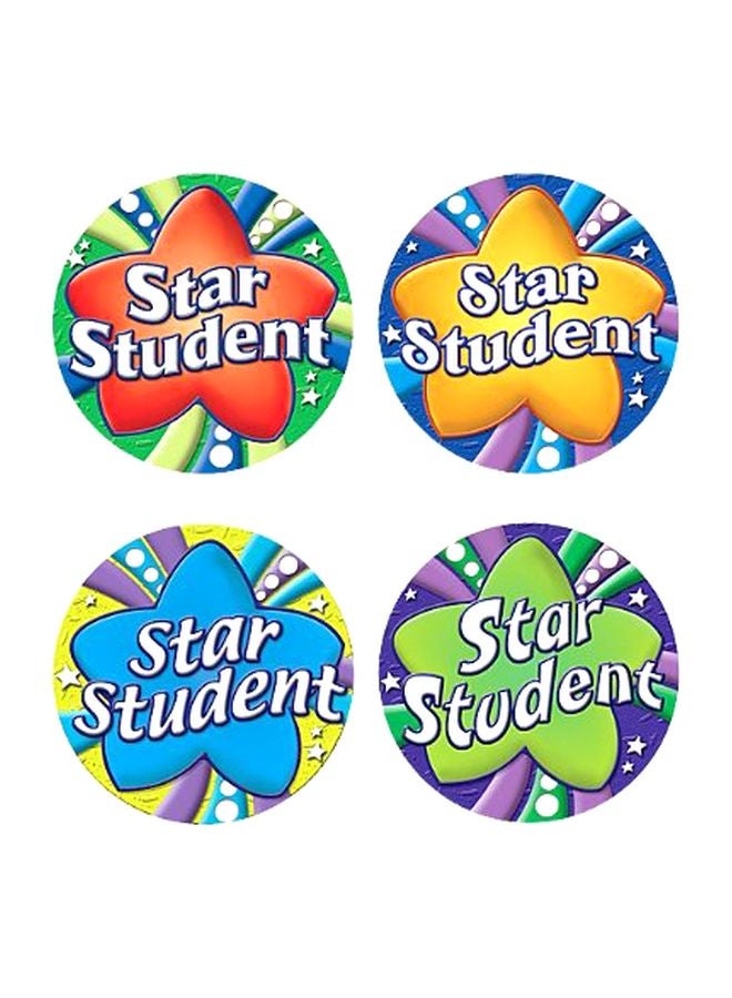 Teacher Created Resources Pack Of 4 Star Student Wear'Em Badges Stickers 4497 2.37inch - Image 1