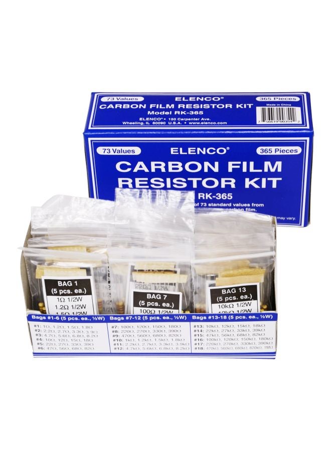 Elenco 365-Piece Carbon Film Resistor Kit RK-365 - Image 1