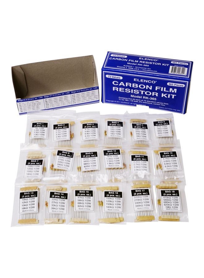 Elenco 365-Piece Carbon Film Resistor Kit RK-365 - Image 3