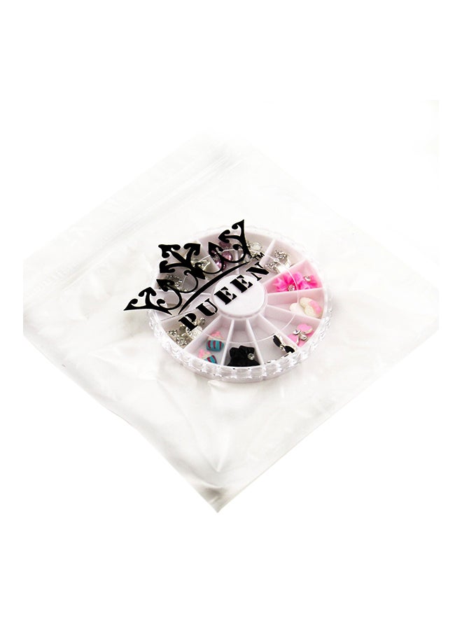PUEEN 24-Piece 3D Bow Flower Design Rhinestones Nail Art Set Multicolour - Image 2