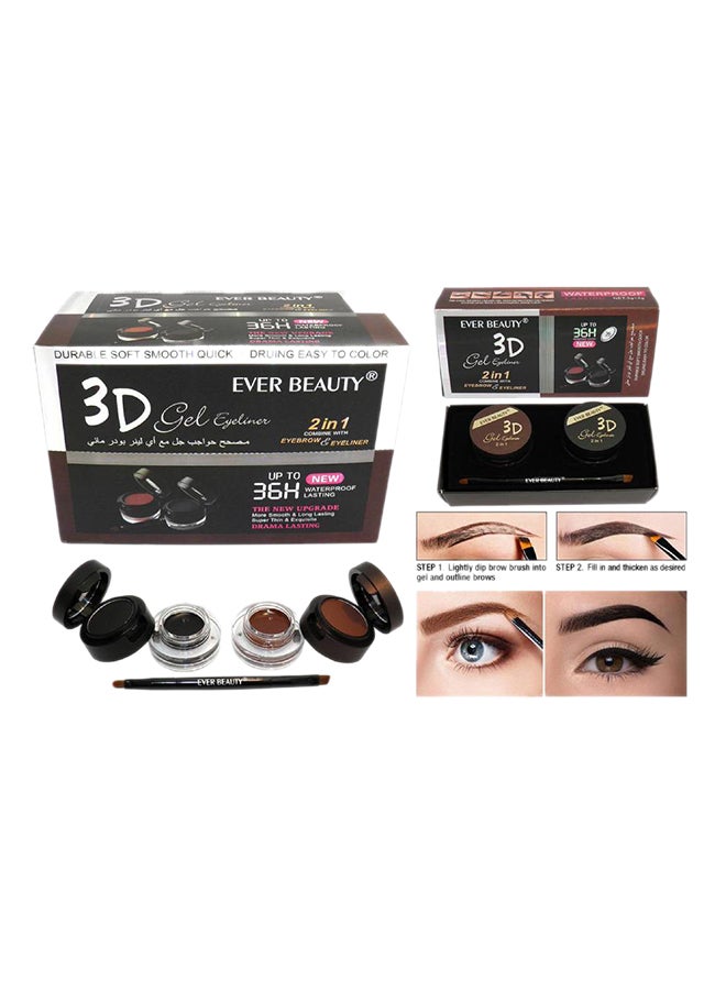 Ever Beauty - Pack Of 2 2-In-1 3D Gel Eyeliner Black/Brown - Image 1