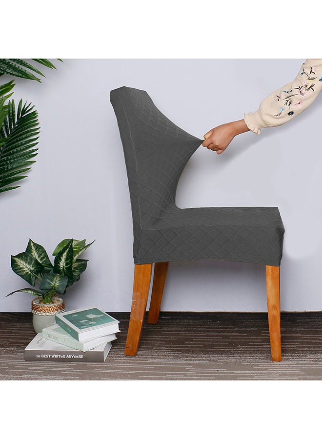 Generic Stretchable Dining Chair Slipcover Deep Gray 12X1X12centimeter  - Image 4