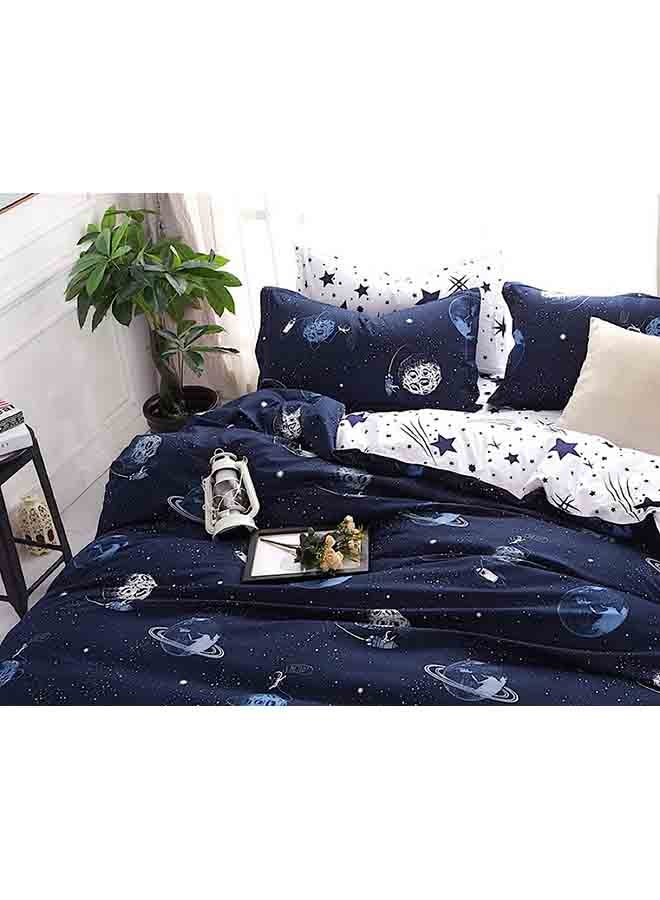 Deals for Less 6-Piece Supreme Quality Dream Galaxy Design Super Soft Microfiber Bedding Set Includes 1xDuvet Cover 200x230 cm, 4xPillow Cases 48x74 cm, 1xBed Sheet Cotton Blue/White 230x250cm  - Image 2