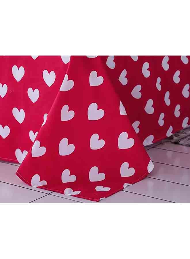 4-Piece Single Size Premium Collection Super Soft Long Lasting Bedding Duvet Set Microfiber White/Red 160x210cm