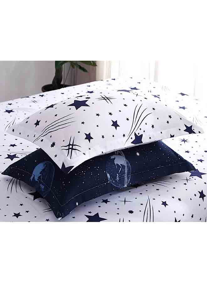 Deals for Less 6-Piece Supreme Quality Dream Galaxy Design Super Soft Microfiber Bedding Set Includes 1xDuvet Cover 200x230 cm, 4xPillow Cases 48x74 cm, 1xBed Sheet Cotton Blue/White 230x250cm  - Image 3